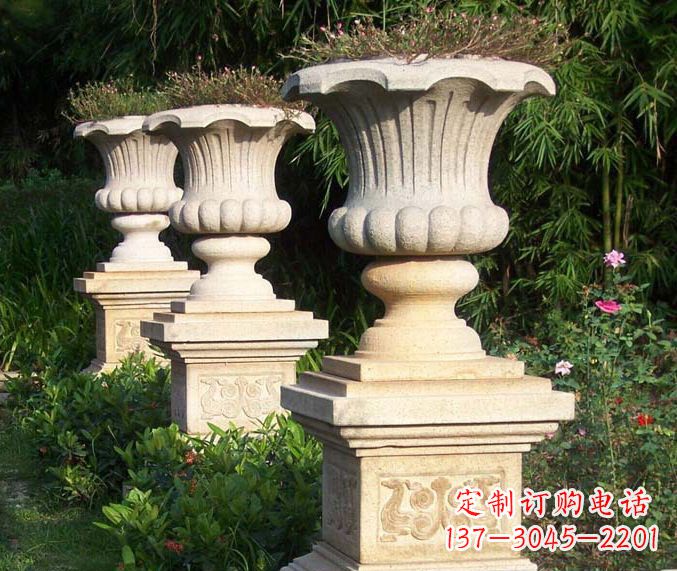 石狮高质量大理石花盆石雕