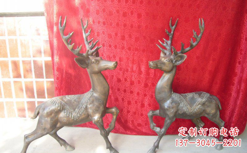 石狮公园梅花鹿动物铜雕 (6)
