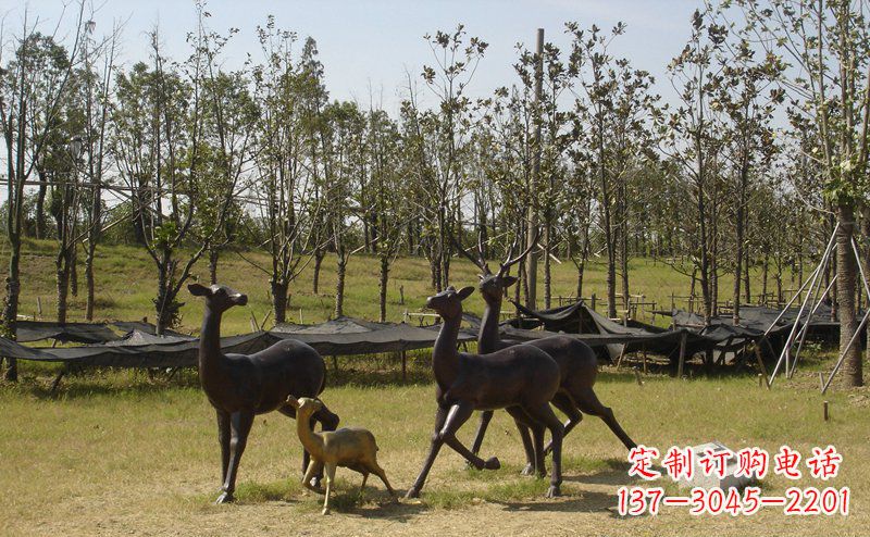 石狮优雅雕塑-梅花鹿铜雕