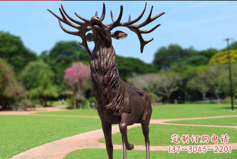 石狮梅花鹿铜雕制作