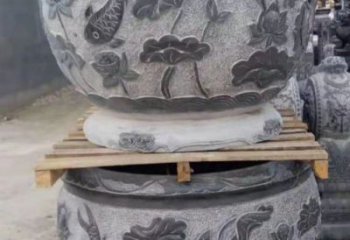 石狮精致的石头水缸雕塑，为您的公园小区增添美丽色彩