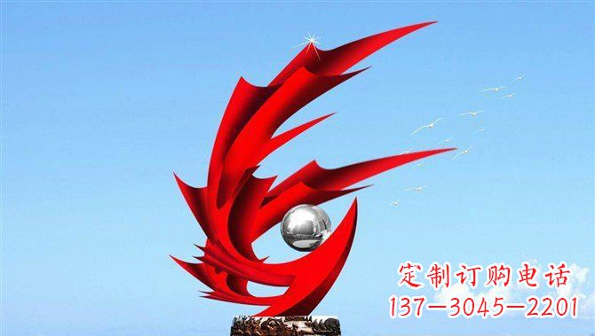 石狮广场不锈钢凤凰大型抽象雕塑