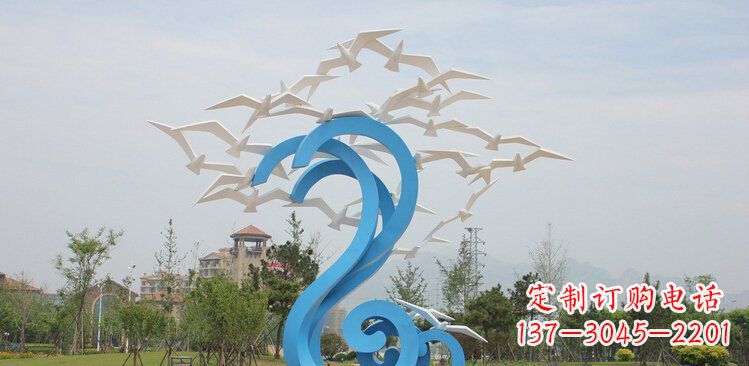 石狮精美的不锈钢鸽子雕塑