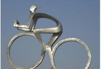 石狮室外装饰不锈钢抽象骑自行车人物雕塑
