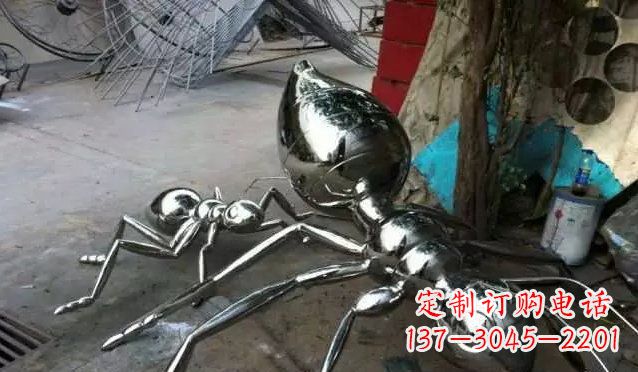 石狮中领雕塑|不锈钢蚂蚁雕塑