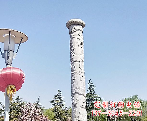 石狮广场景观大理石龙柱石雕 (6)