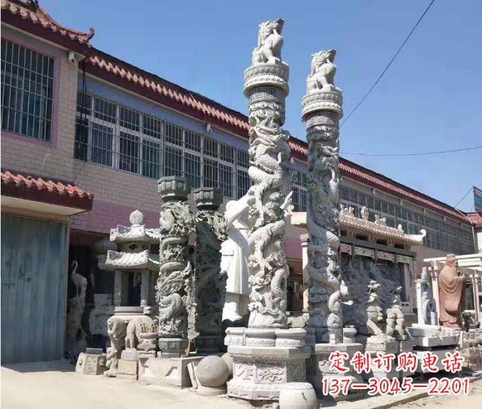 石狮广场景观大理石龙柱石雕_1