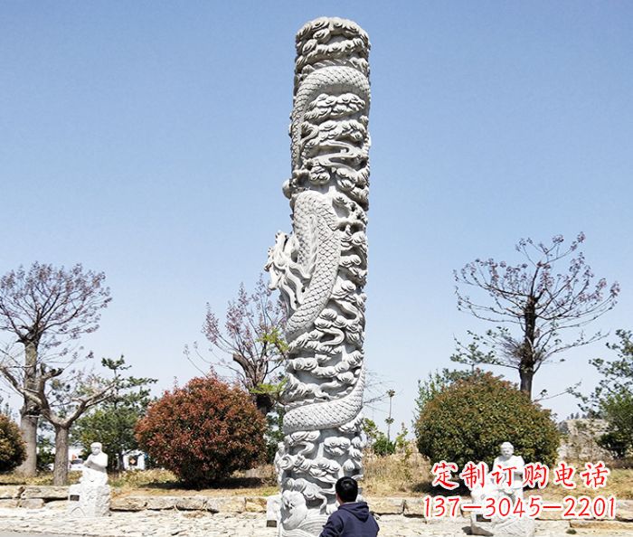 石狮广场景观大理石盘龙柱石雕
