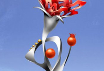 石狮精美不锈钢石榴花雕塑，震撼了审美的眼睛