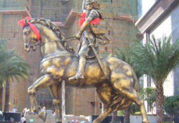 石狮华丽的骑士雕塑，引人注目的西方骑马战士纪念铜雕