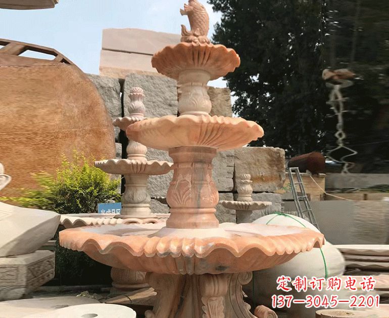 石狮黄锈石喷泉雕塑