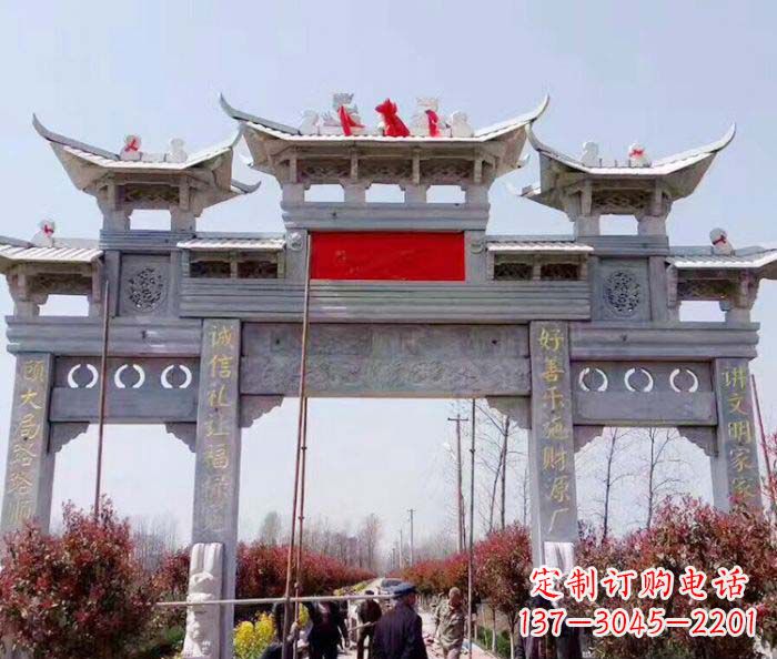 石狮景区三门牌坊石雕 (7)