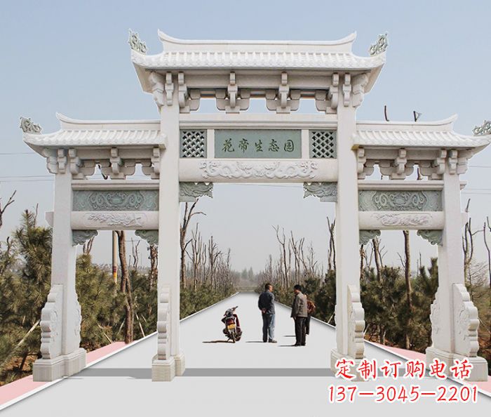 石狮景区三门牌坊石雕 (11)