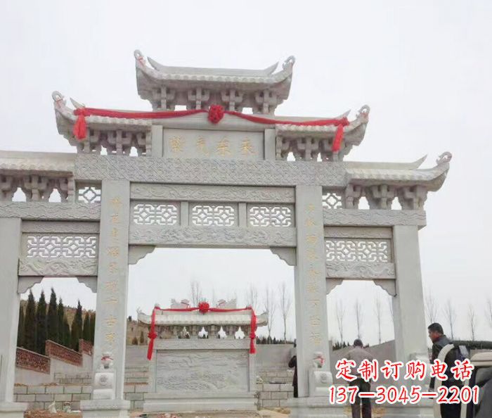石狮景区三门牌坊石雕 (14)