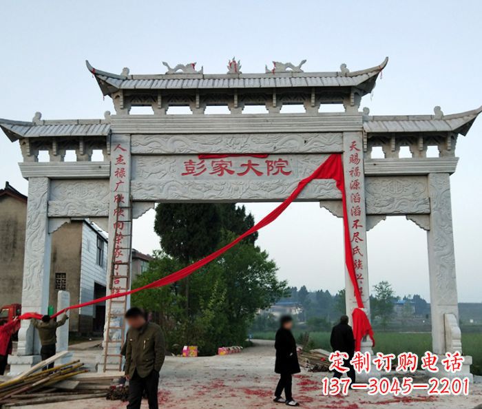 石狮景区三门牌坊石雕 (16)