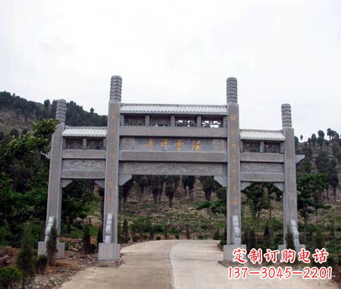 石狮景区三门牌坊石雕 (17)
