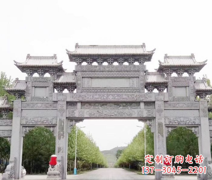 石狮景区三门石雕牌坊 (5)