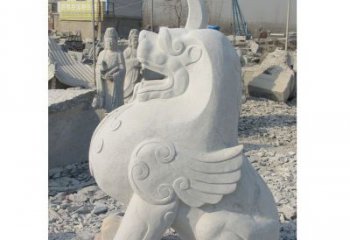 石狮汉白玉独角兽石雕，精美细腻，魅力无穷