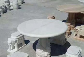 石狮百变汉白玉圆形石桌凳，让家居更具格调