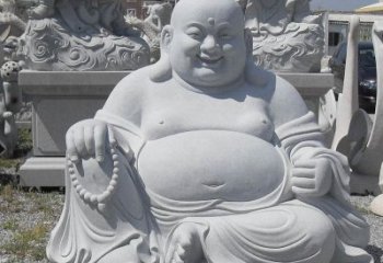 石狮精美高雅的汉白玉弥勒佛雕像