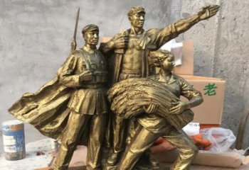 石狮中领雕塑精心打造的红军战士铜雕