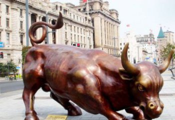 石狮华尔街牛招财牛铜雕，拥有力量的象征