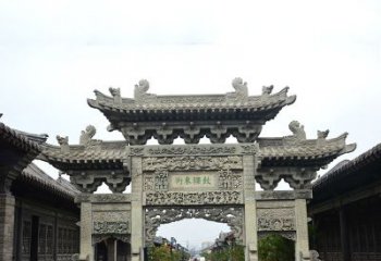 石狮特色街道三门石雕牌楼雕塑