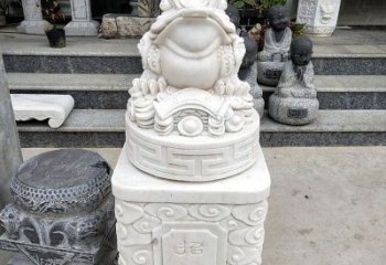 石狮金蟾立柱石动物雕塑