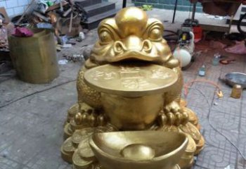 石狮铜质金蟾招财动物雕塑