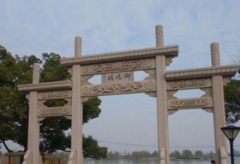 石狮景区三门古典牌坊石雕