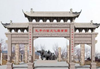 石狮景区三门石雕牌坊-高质美观可靠的雕塑装置