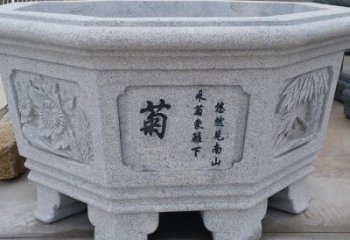 石狮精美砂岩花盆雕塑，点缀精致家居