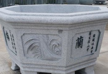 石狮原木质材料的精美砂岩花盆雕塑