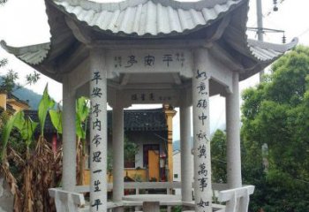 石狮中领雕塑-精致优雅的凉亭石雕