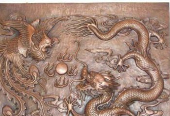 石狮典雅龙飞凤舞红铜壁画铜浮雕