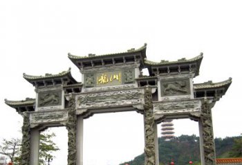 石狮龙山景区大型石头雕塑牌楼，定制之选