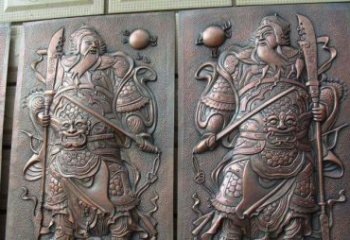 石狮门神铜浮雕