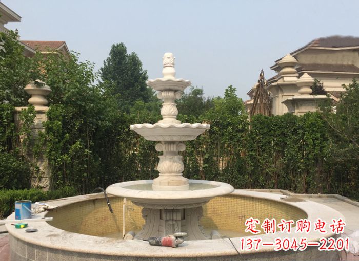 石狮三层喷泉公园石雕--唤醒公园原始的气息