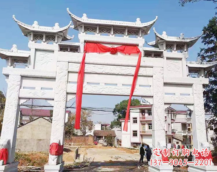 石狮三门三楼石雕牌坊:专业定制牌坊雕塑