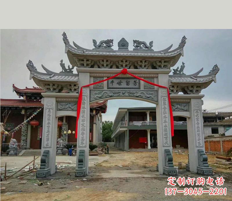 石狮以传统工艺为源的独特牌坊石雕