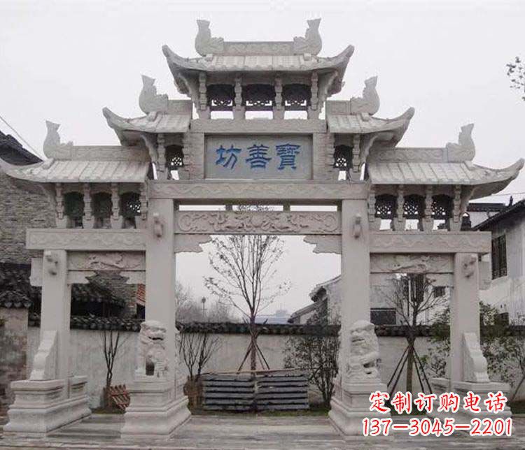 石狮领雕塑：精美石牌坊石雕艺术品
