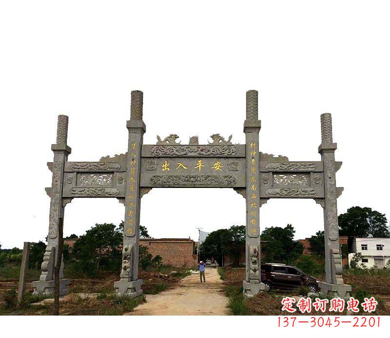 石狮三门牌坊石雕——传承古文化风韵