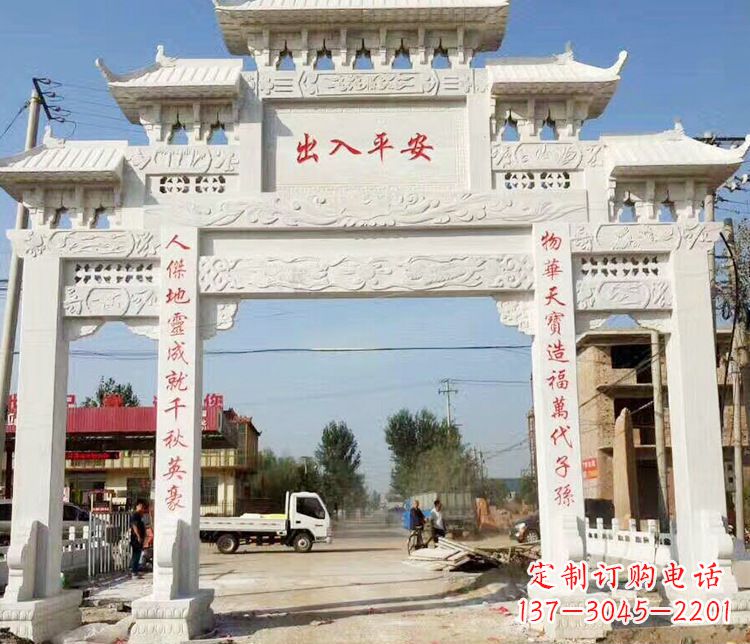 石狮三门石牌坊石雕艺术