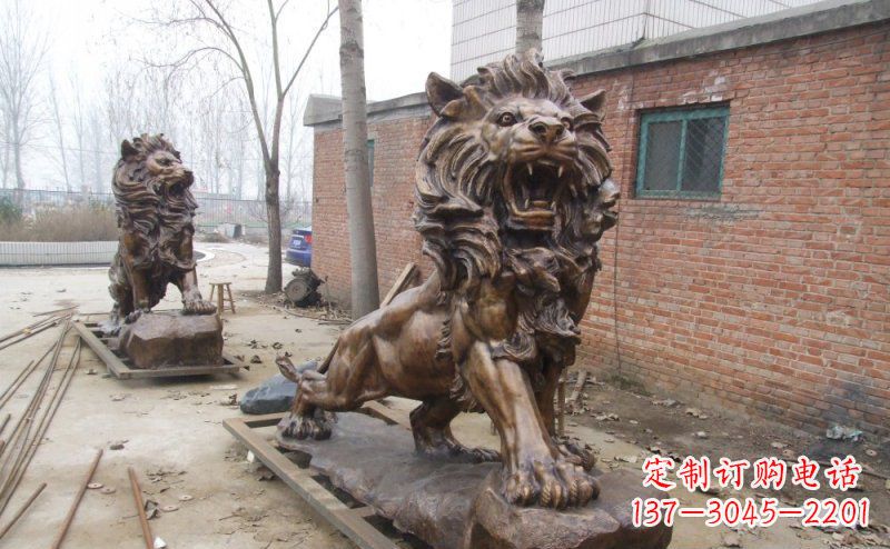 石狮狮子企业动物铜雕