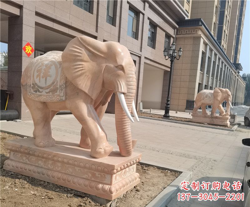 石狮石雕卷鼻大象