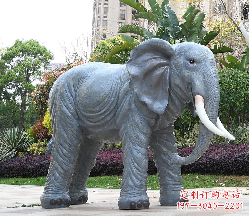 石狮石雕小区动物大象