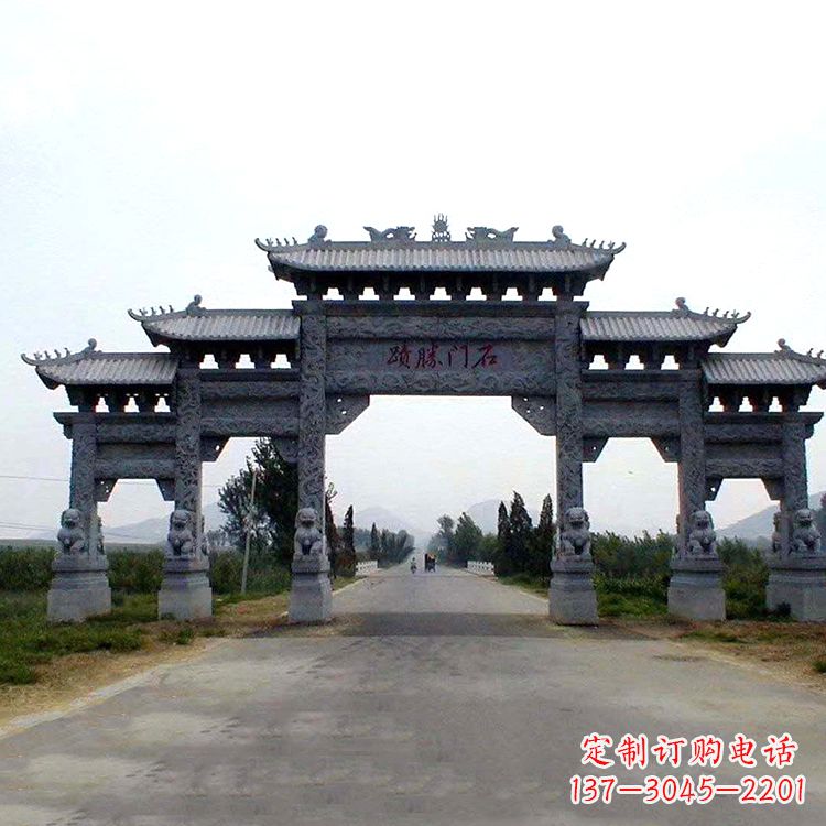 石狮石门胜迹青石仿古石雕牌楼