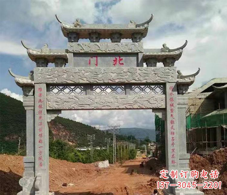 石狮石牌坊单门牌坊石雕