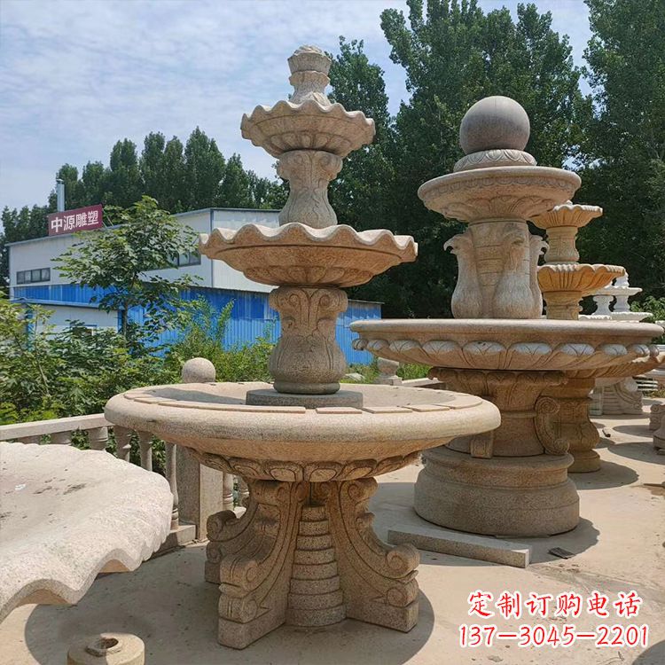 石狮石喷泉 石雕刻