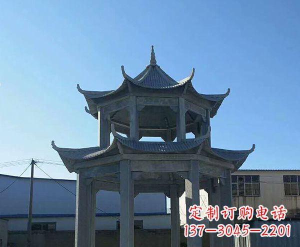 石狮双层仿古石凉亭石雕_1